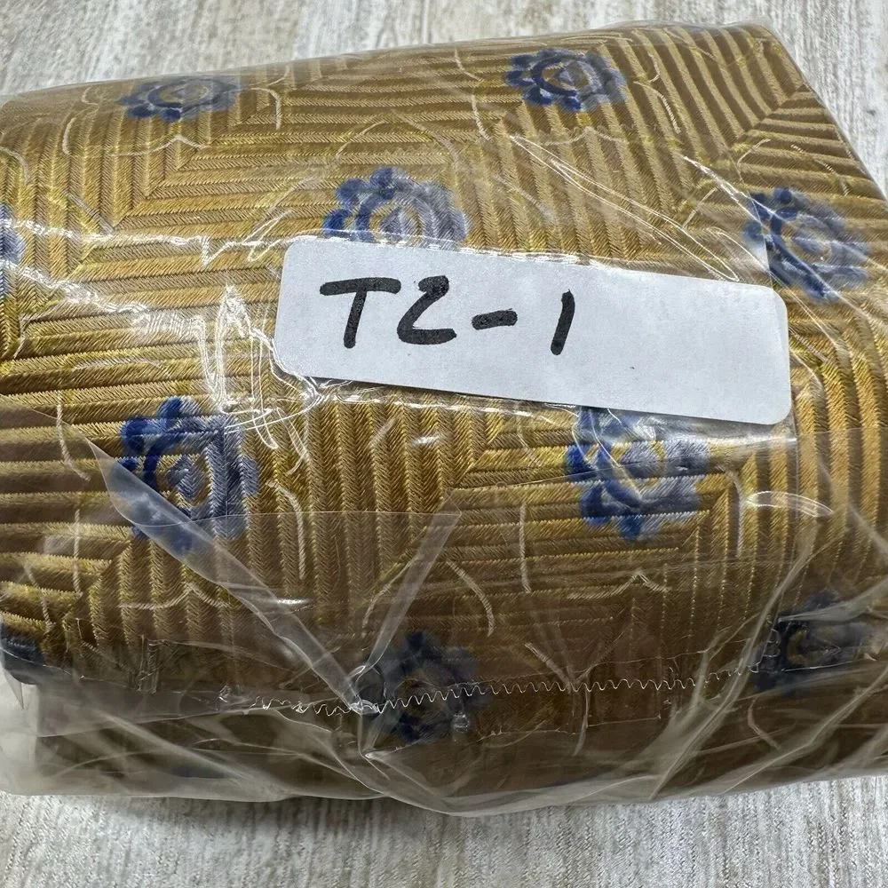 ERMENEGILDO Zegna Men's Gold & Blue Silk‎ Necktie Tie Made In Italy Squares